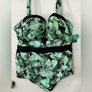 Torrid Palm Mesh Cutout Vixen One Piece Swimsuit 6x